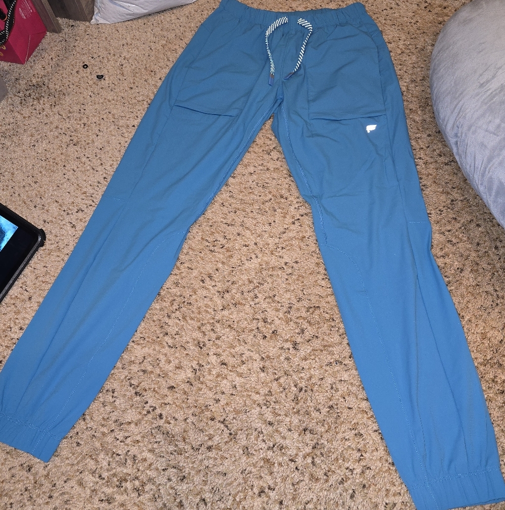 Blue Drawstring Jogger Scrub Pants